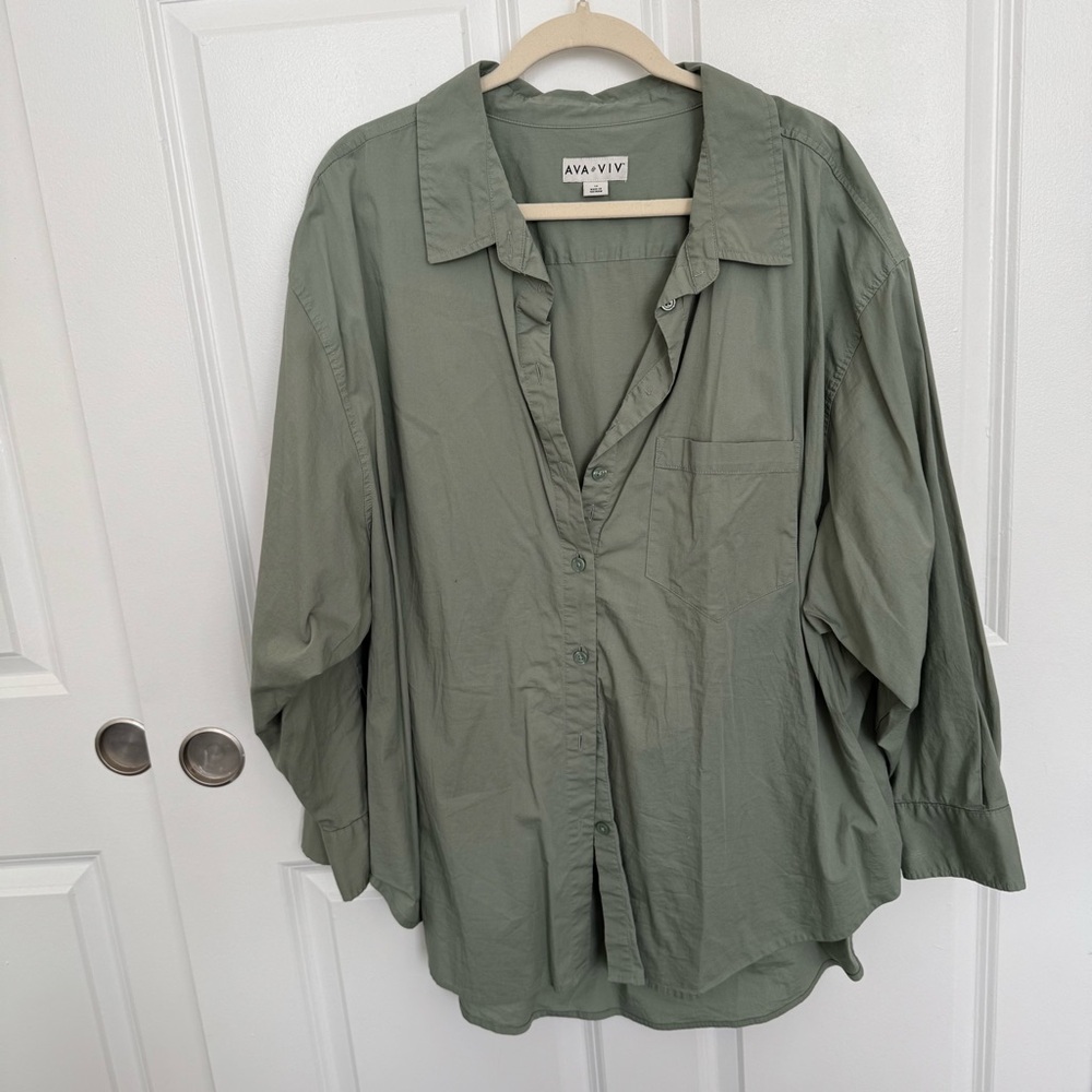 Ava & Viv Olive Button Down Shirt